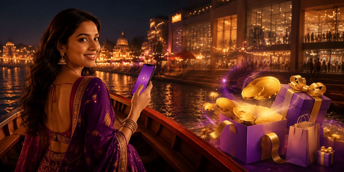 User performing mobile payment securely in Delhi night market ambiance